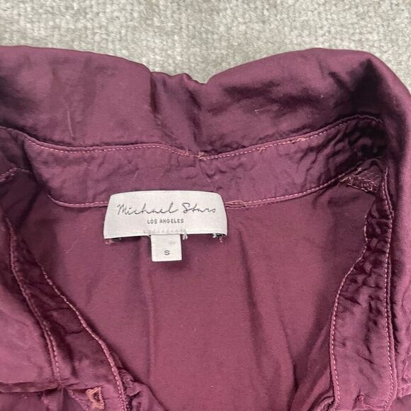 Michael Stars Womens Size Small Button Front Shirt Top Burgundy Long Sleeve NWOT - Picture 3 of 5